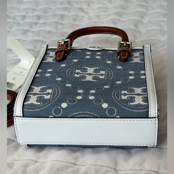 Tory Burch Mini T Monogram Denim Tote - Picture 7 of 10